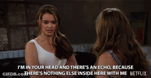 Two Women Talking With Echo In Head GIF