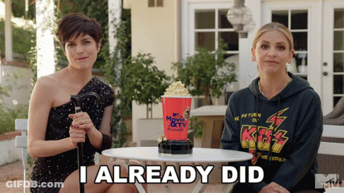 Two Women At Table Saying I Already Did GIF