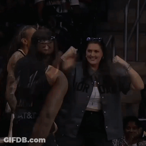Two Women Clapping In Stadium Vor York Shirt GIF