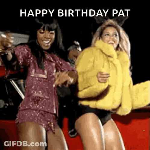 Two Women Dancing In Front Of Red Car Happy Birthday Pat GIF
