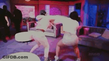 Two Women Dancing In Living Room GIF