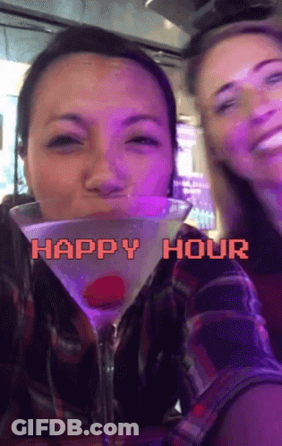 Two Women Drinking Happy Hour Martini GIF