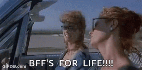 Two Women Driving Car Saying BFFs For Life GIF
