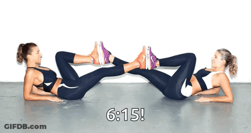 Two Women Exercising At 6:15 GIF