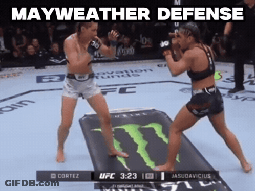 Two Women Fighting In Boxing Ring Mayweather Defense GIF