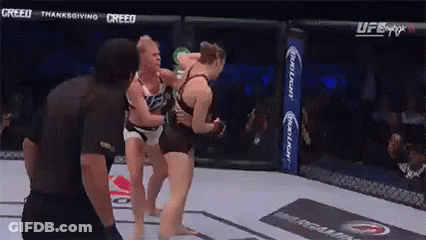 Two Women Fighting In Boxing Ring GIF
