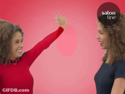 Two Women High Five With Salon Line Logo GIF
