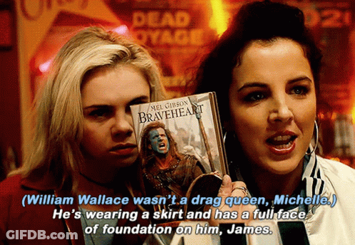 Two Women Holding Braveheart GIF