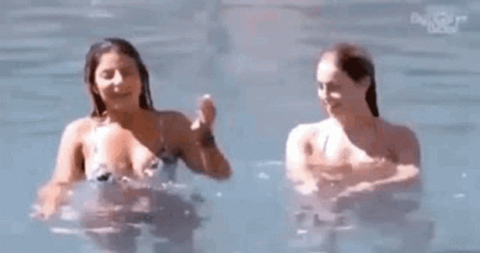 Two Women Holding Breath GIF