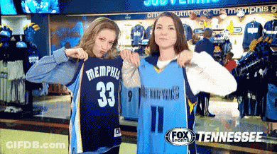 Two Women Holding Memphis Jersey GIF