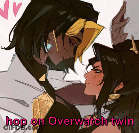 Two Women Hop On Overwatch Twin GIF