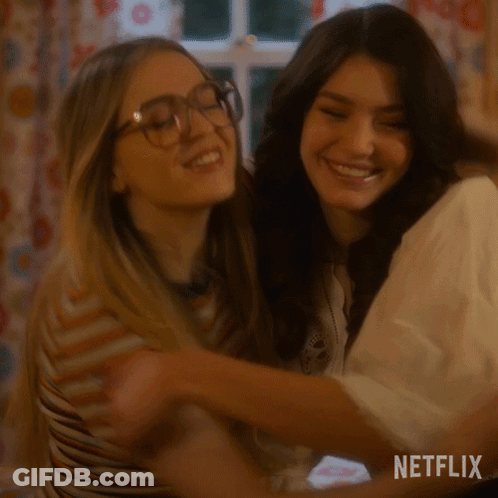 Two Women Hugging Each Other With Netflix Written On The Bottom GIF