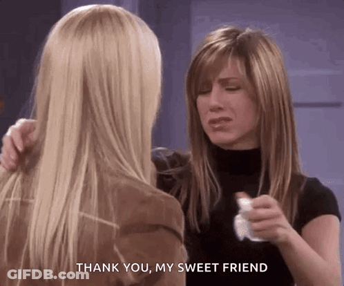 Two Women Hugging Holding Thank You My Sweet Friend Paper GIF