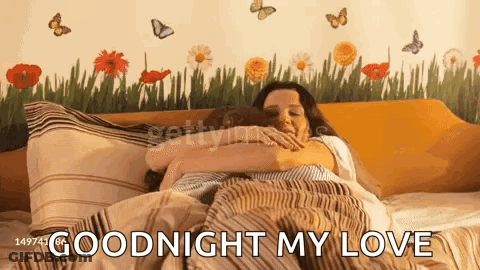 Two Women Hugging In Bed Goodnight My Love GIF