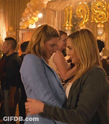 Two Women Hugging With Balloons And 98 GIF