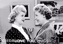 Two Women Hugging With Love You Hugs Text GIF