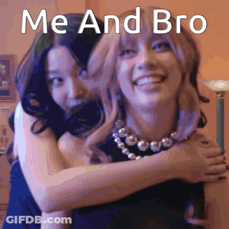 Two Women Hugging With Me And Bro GIF