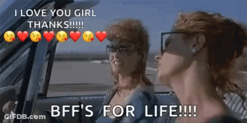 Two Women In A Car With The Words I Love You Girl Thanks GIF