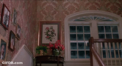 Two Women In Blue And Black Dresses GIF
