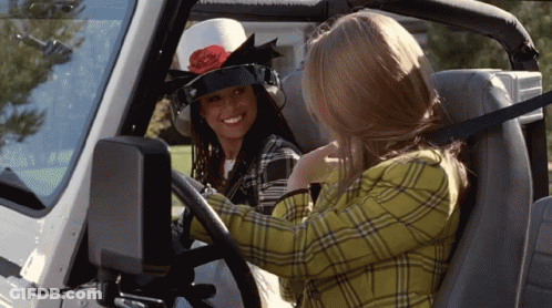 Two Women In Car One Wearing White Hat GIF