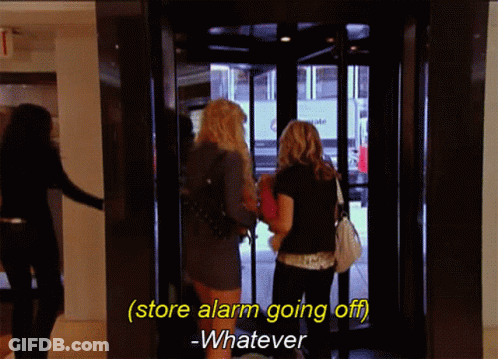 Two Women In Doorway During Alarm GIF