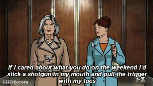 Two Women In Elevator One Holding Shotgun GIF