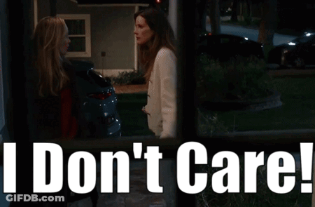 Two Women In Front Of House Saying I Don't Care GIF