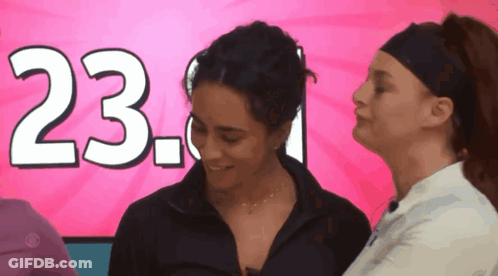 Two Women In Front Of Pink Background With 23.1 GIF