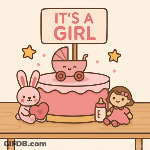 Two Women In Pink Flowers Saying It's A Girl GIF