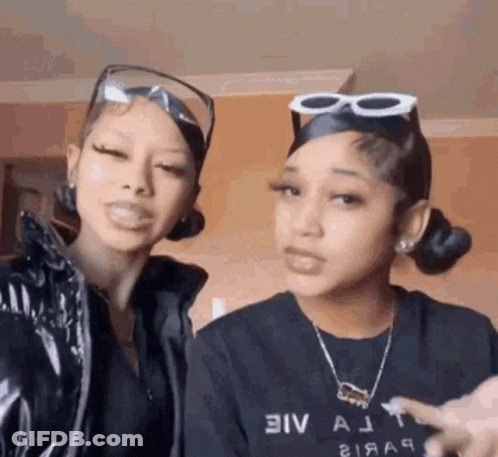 Two Women In Sunglasses And Necklaces GIF