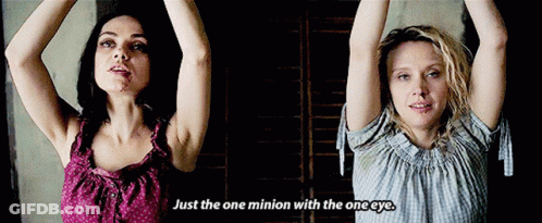 Two Women Just The One Minion With The One Eye GIF