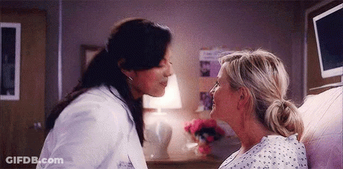 Two Women Kissing In Hospital Room GIF