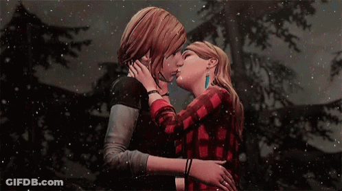 Two Women Kissing In Snow GIF