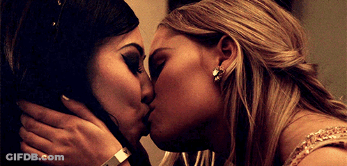 Two Women Kissing With Cartier Watch GIF