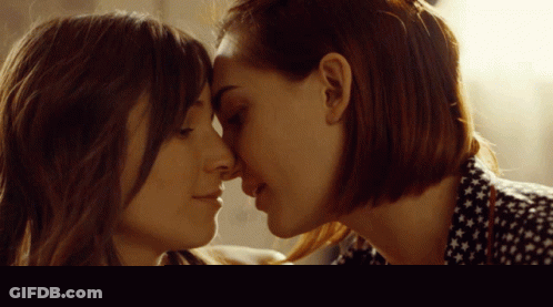 Two Women Kissing With HW Letters GIF
