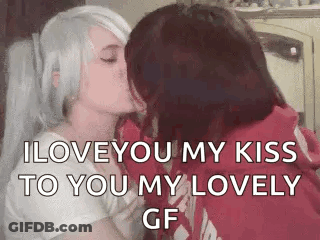 Two Women Kissing With I Love You GIF