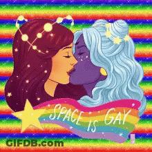 Two Women Kissing With Space Is Gay Banner GIF