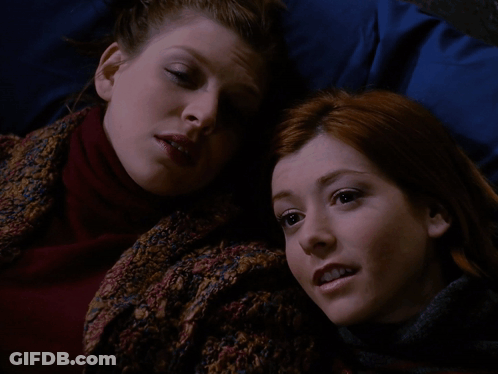Two Women Laying On Bed Saying Hence The Name GIF