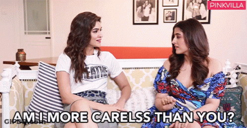 Two Women On Couch With Am More Careless Than You GIF