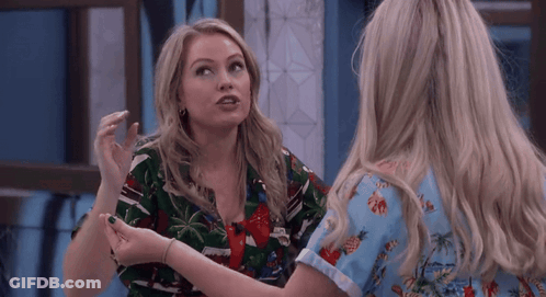 Two Women One In Blue Pineapple Shirt GIF