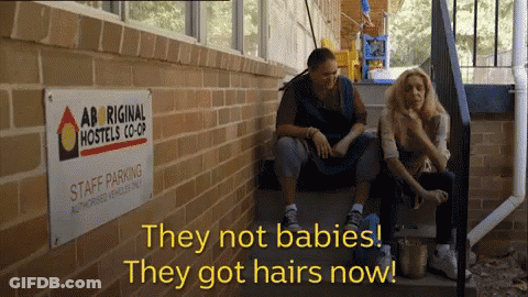 Two Women Sit On Stairs Next To A Sign That Says Staff Parking GIF