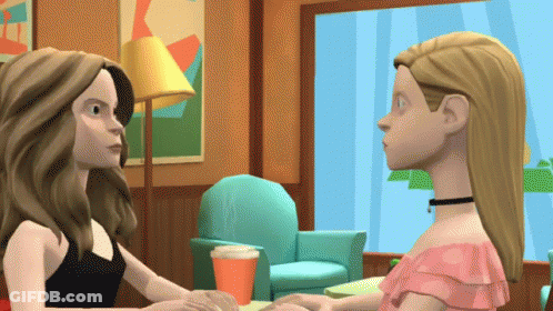 Two Women Sitting At Table GIF