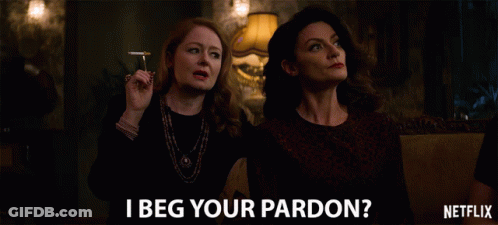 Two Women Sitting I Beg Your Pardon GIF