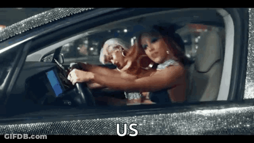 Two Women Sitting In Car With Diamonds GIF