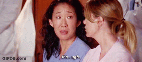 Two Women Sitting Next To Each Other One Says It's Ugh GIF