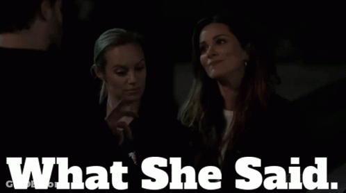 Two Women Sitting With What She Said GIF