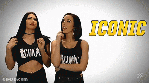 Two Women Standing Next To Each Other Iconic GIF