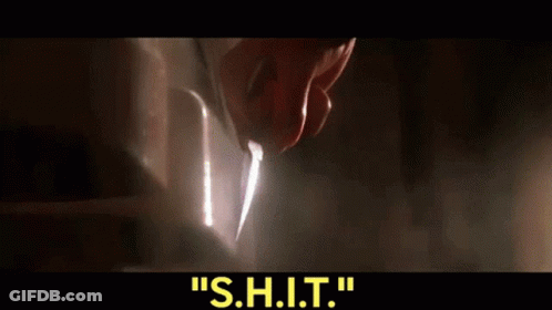 Two Women Standing Next To Each Other Saying S.H.I.T GIF