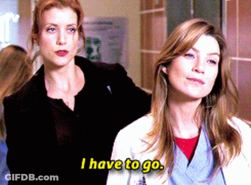 Two Women Standing With I Have To Go Text GIF