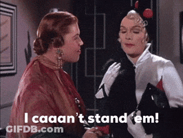 Two Women Standing Together Saying I Caaan't Stand Em GIF
